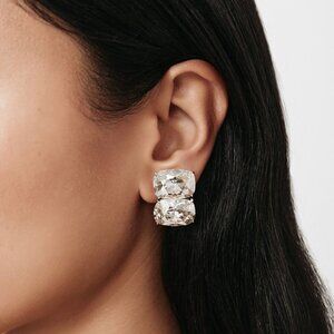 SHASHI Ricky Diamond Stud in Silver large stud dangle clip on earrings